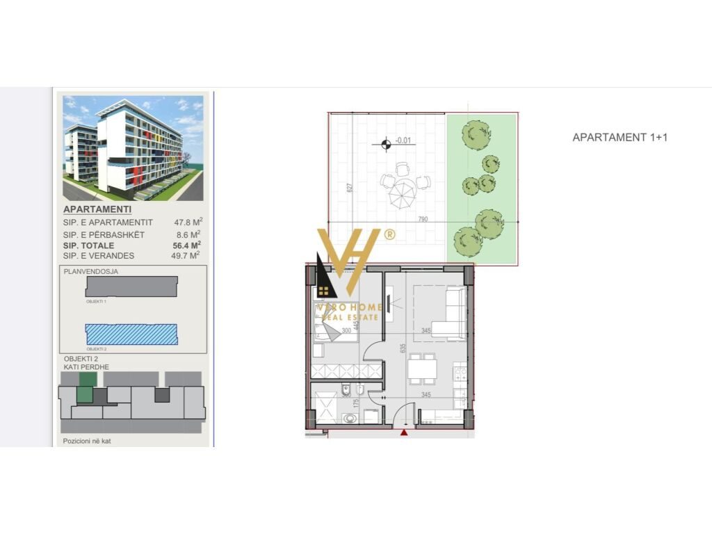 Shitet apartament 1+1+Verand te Kompleksi Univers City 106 m2