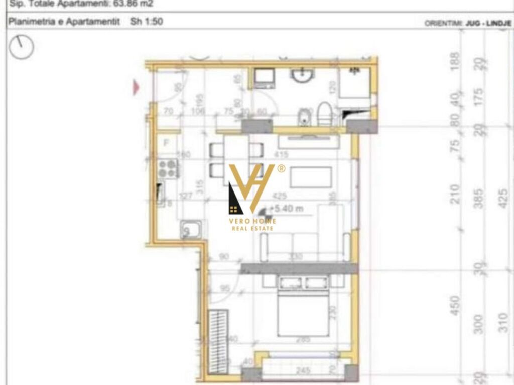 Shitet Apartament 1+1 te Rruga e Elbasanit 64 m2