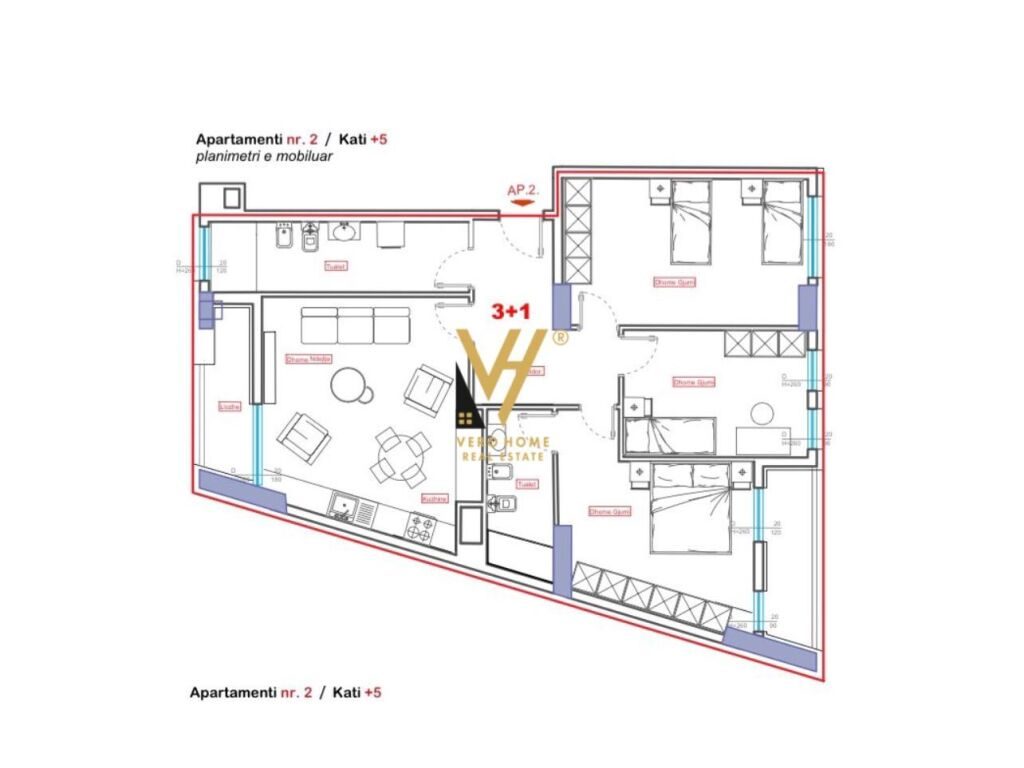 Shitet apartament 3+1+2 te Bulevardi i ri , Stacioni i Trenit