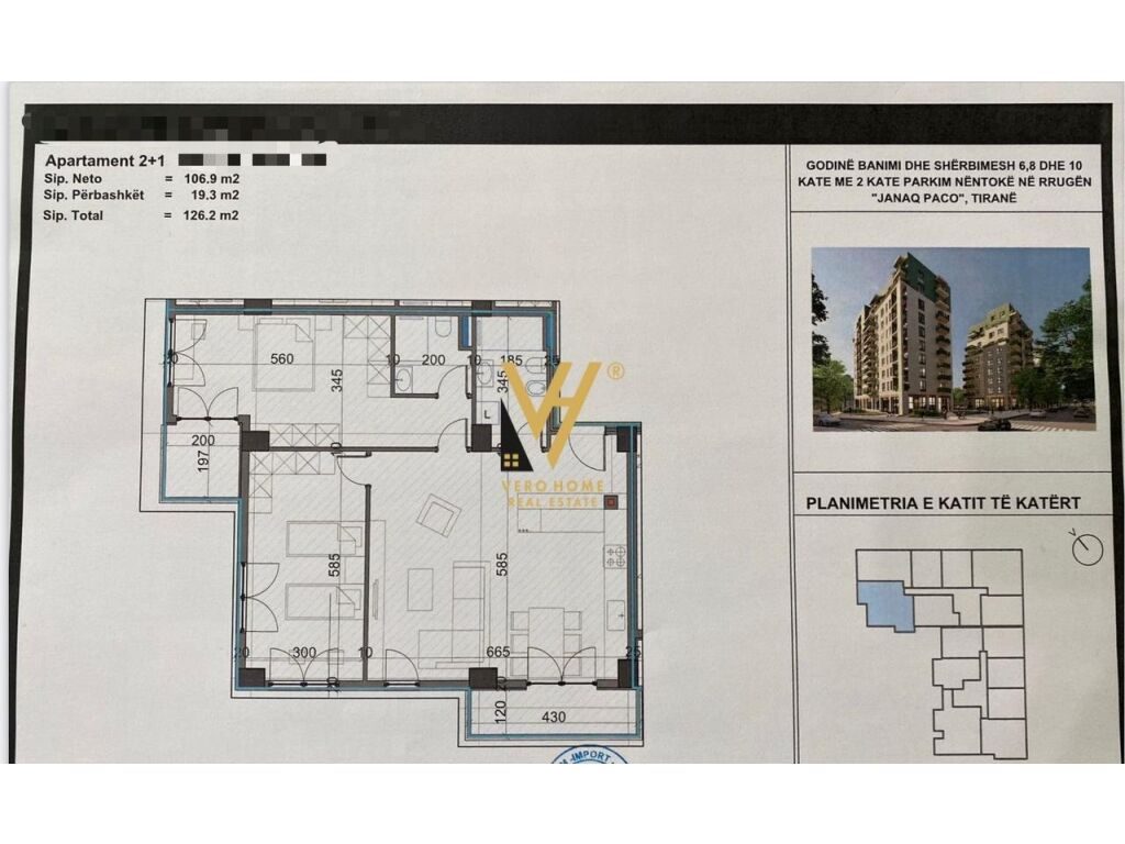 Shitet Apartament 2+1+2 te Ish Fusha e Aviacionit 126 m2