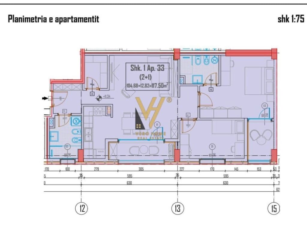 Shitet Apartament 2+1+2 te Ish Sheshi Shqiponja 117 m2