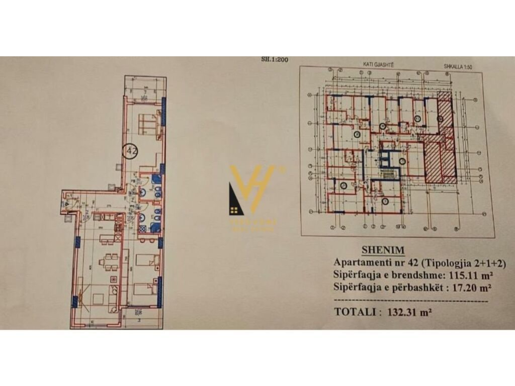 Shitet Apartament 2+1+2+ballkon ne Paskuqan 132 m2