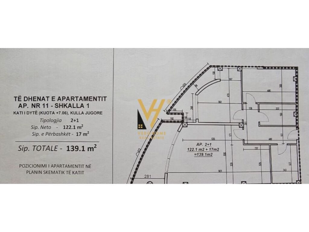 Shitet Apartament 2+1+2+ballkon te Rruga Ali Visha 139 m2 3