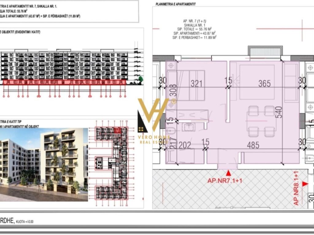 Shitet Apartament 1+1+ballkon ne Golem 55 m2
