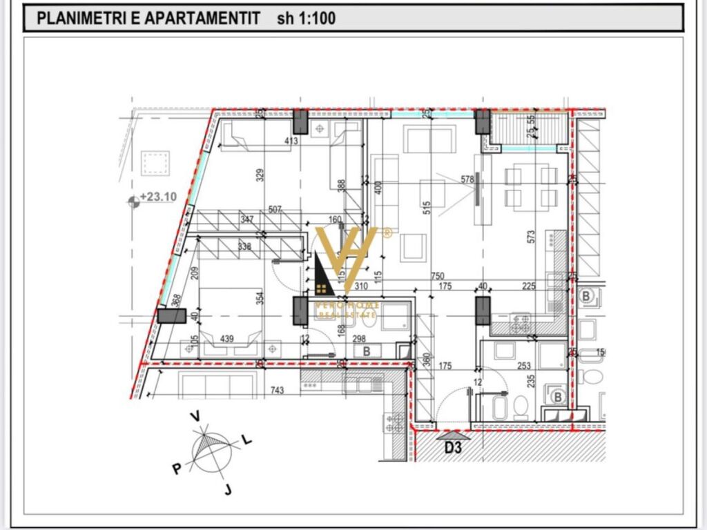 Shitet apartament 2+1+ballkon te Kompleksi E88, Laprake 106 m2