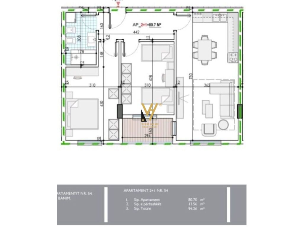 Shitet Apartament 2+1+ballkon ne Kamez 94 m2