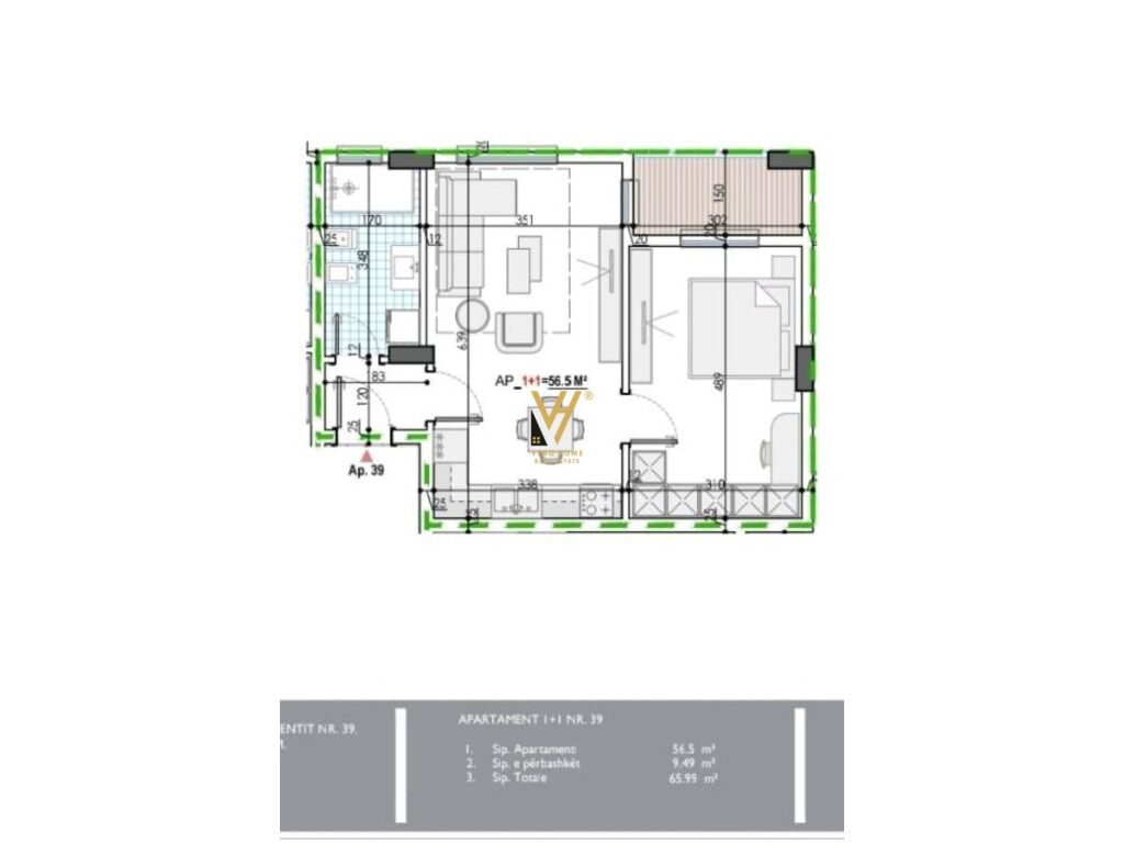 Shitet Apartament 1+1+ballkon ne Kamez 66 m2