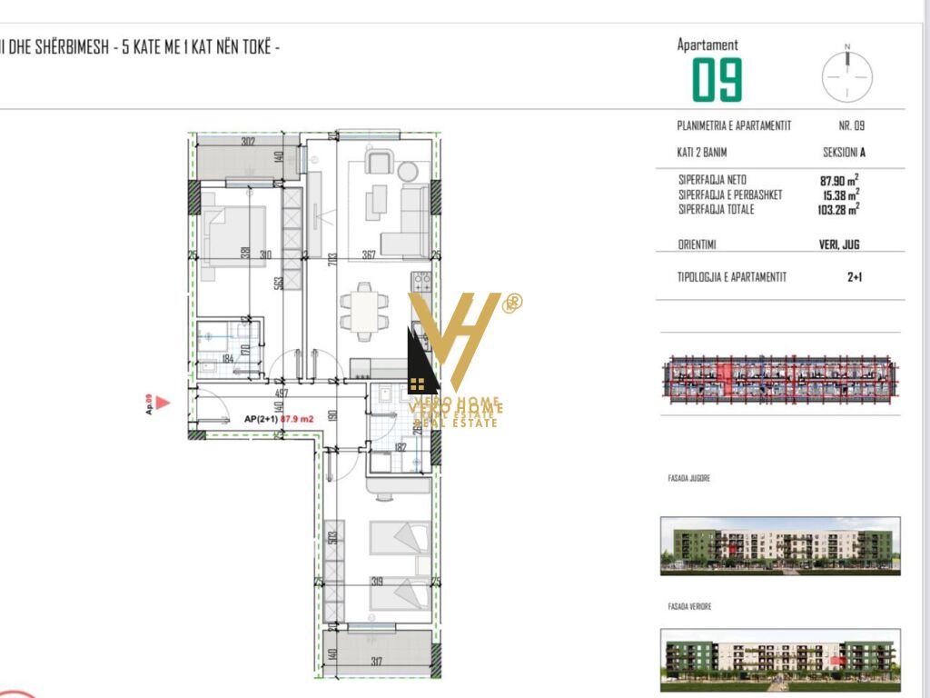 SHITET APARTAMENT 2+1+BLK NE KAMEZ 81.000 EURO