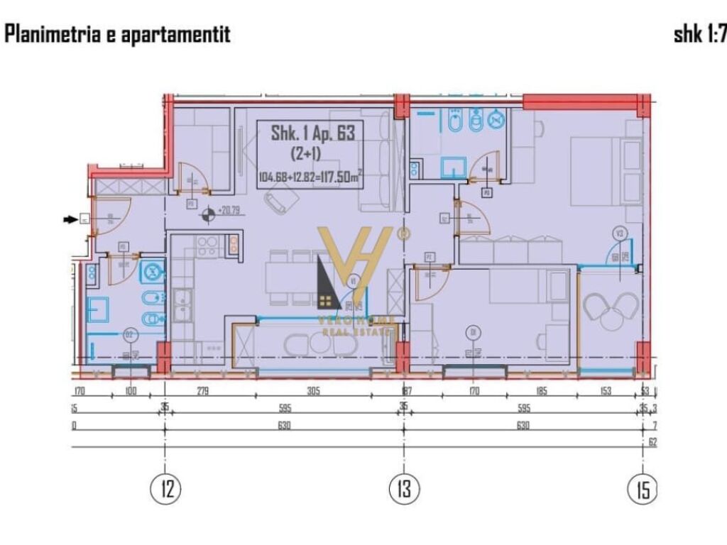 Shitet Apartament 2+1+2 te Ish Sheshi Shqiponja 117 m2
