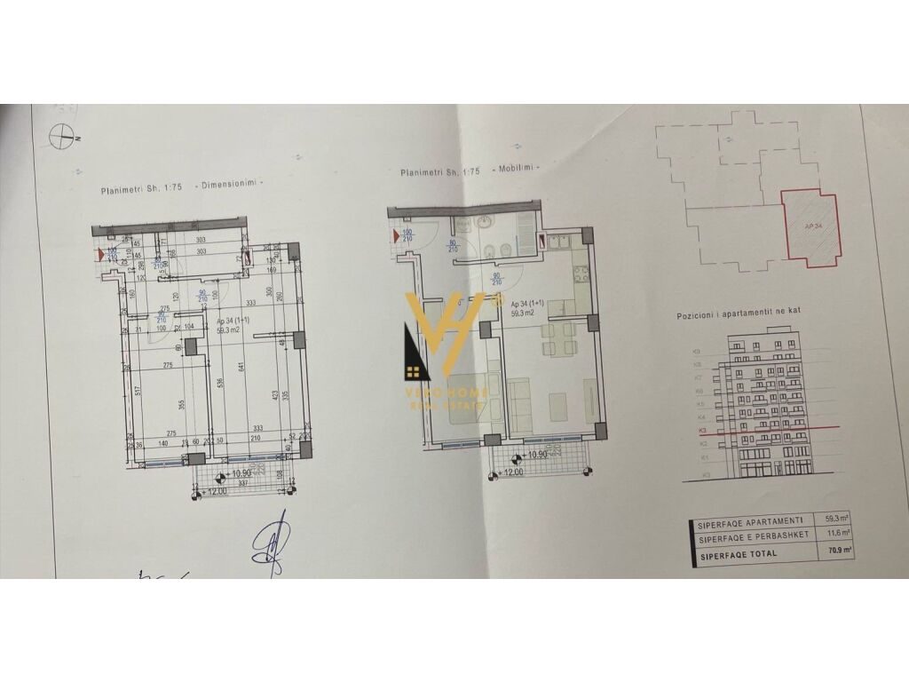 Shitet Apartament 1+1+ballkon te Rruga e Kosovareve 70 m2