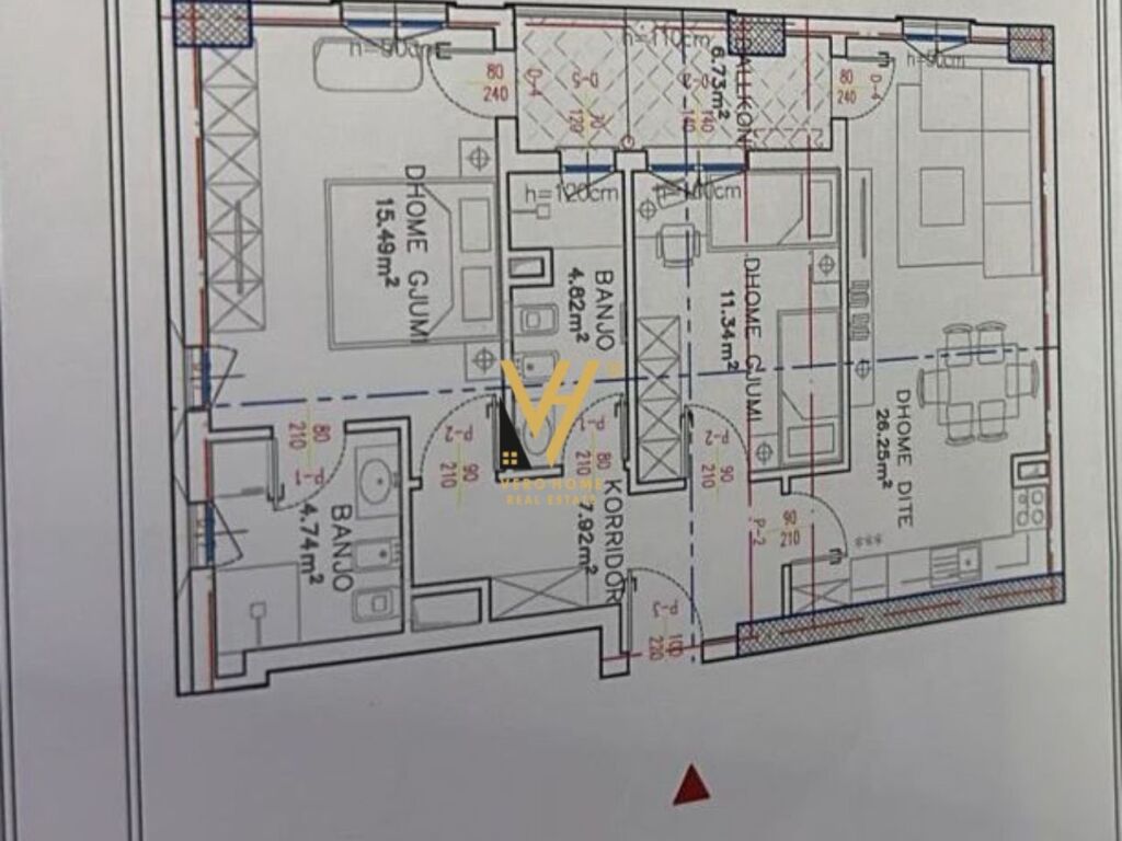 Shitet Apartament 2+1+ballkon te Rruga Ndre Mjeda 91 m2