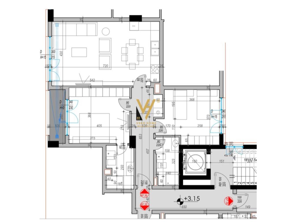 Shitet apartament 2+1+ballkon te Kodra e Diellit 111 m2