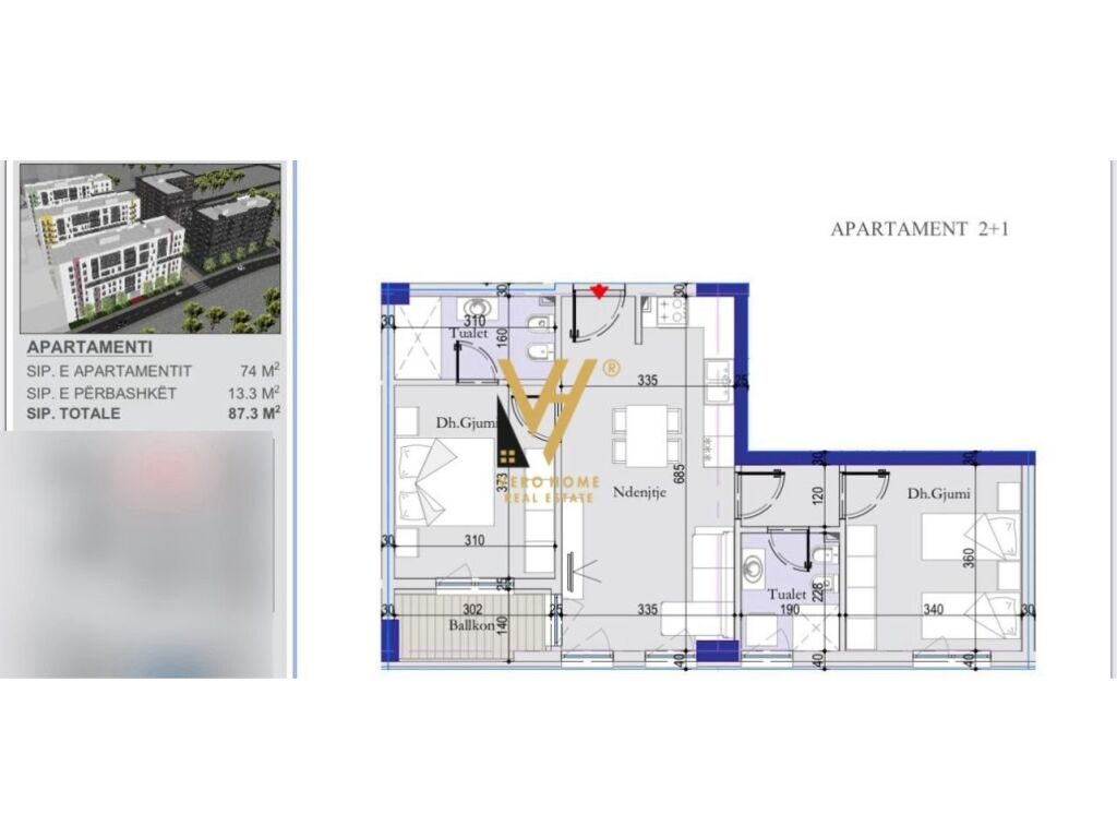 Shitet Apartament 2+1+ballkon te Kompleksi Nova Construction , Ish Dogana 87 m2