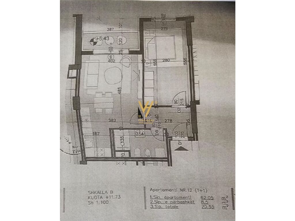 Shitet Apartament 1+1+ballkon te Kodra e Priftit 70 m2