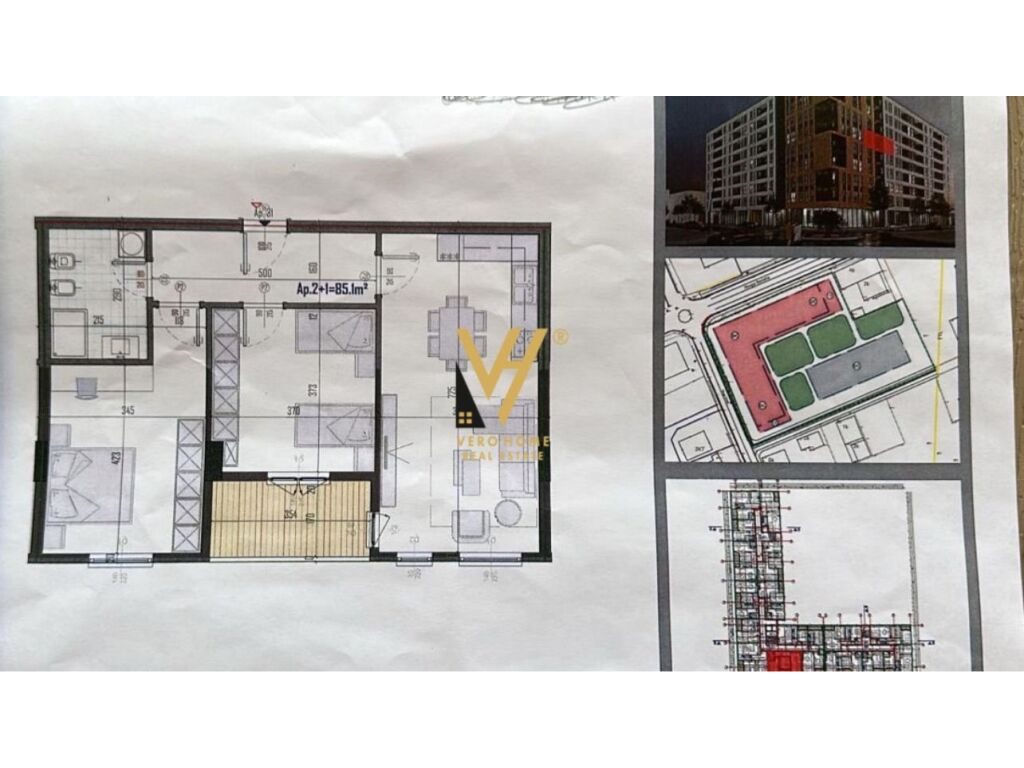 Shitet Apartament 2+1+ballkon ne Kamez 98 m2