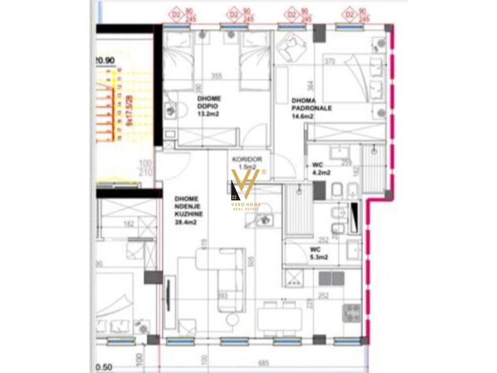 Shitet Apartament 2+1+2+ballkon te Blloku 101 m2