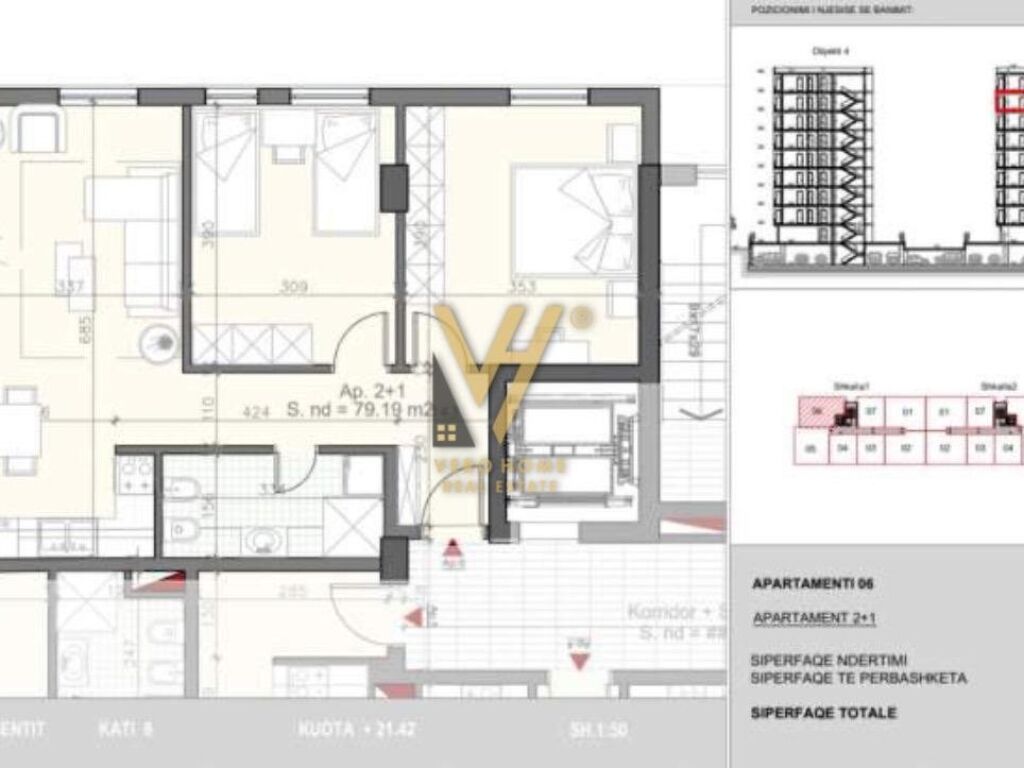 Shitet apartament 2+1 te Qtu 91 m2