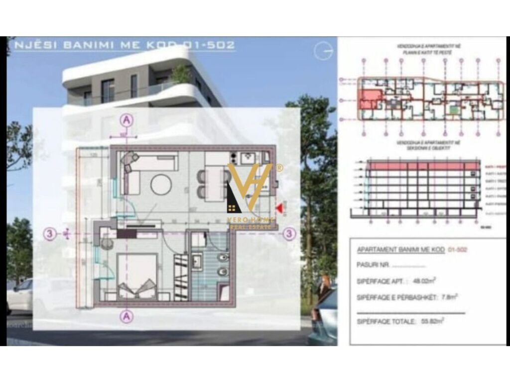 Shitet Apartament 1+1+ballkon ne Golem 69 m2
