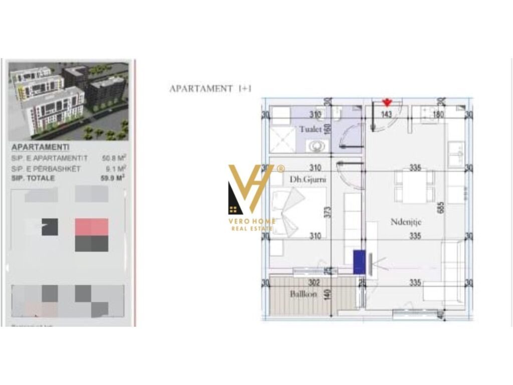 Shitet Apartament 1+1+ballkon te Ish Dogana 60 m2