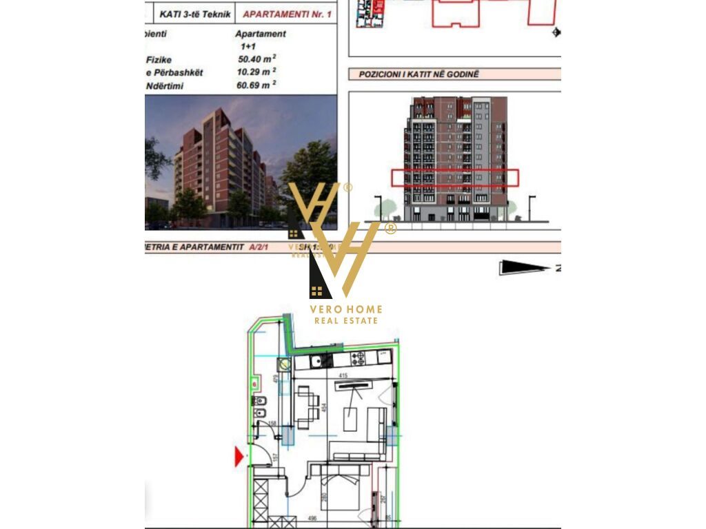 SHITET APARTAMENT 1+1+BALLKON TE 21 DHJETORI 165.000 EURO