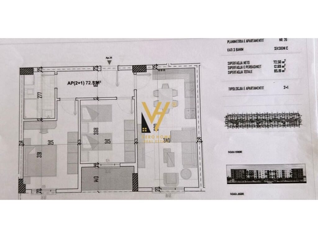 Shitet Apartament 2+1+ballkon te Green Residence , Kamez 85 m2
