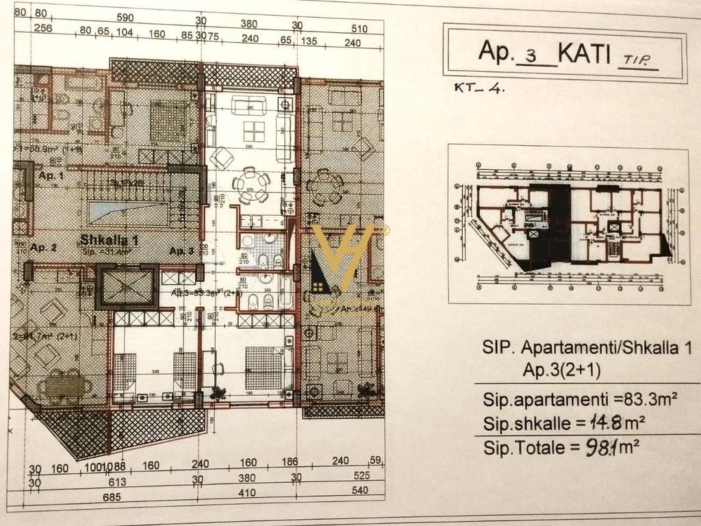 SHITET APARTAMENT 2+1 NE KAMEZ 80.360 EURO
