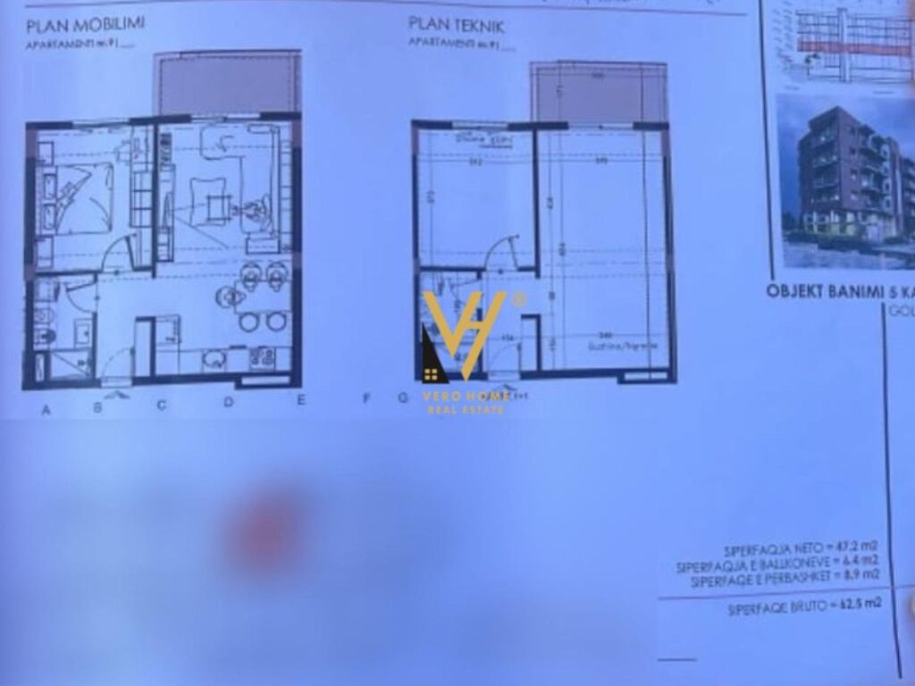 Shitet Apartament 1+1+ballkon ne Golem 62 m2