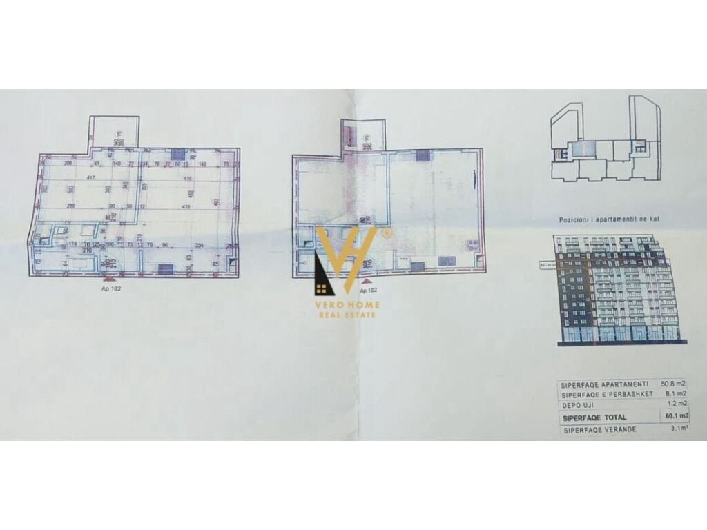 Shitet apartament 1+1 te Komuna e Parisit 63 m2