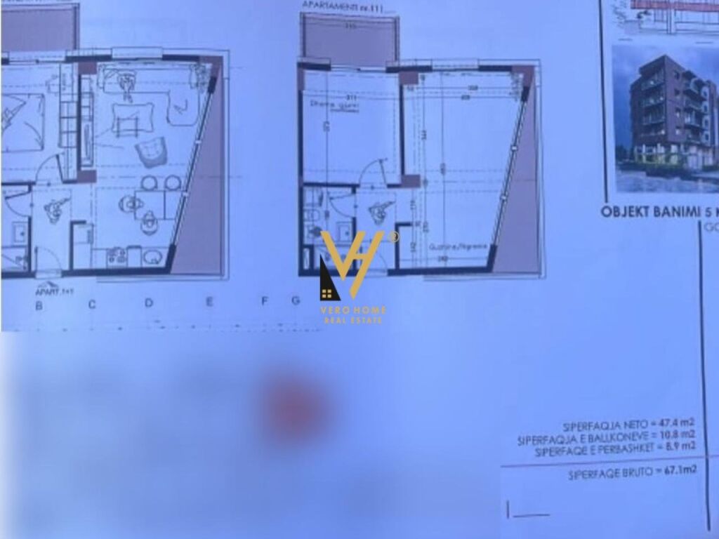 Shitet Apartament 1+1+ballkon ne Golem 67 m2