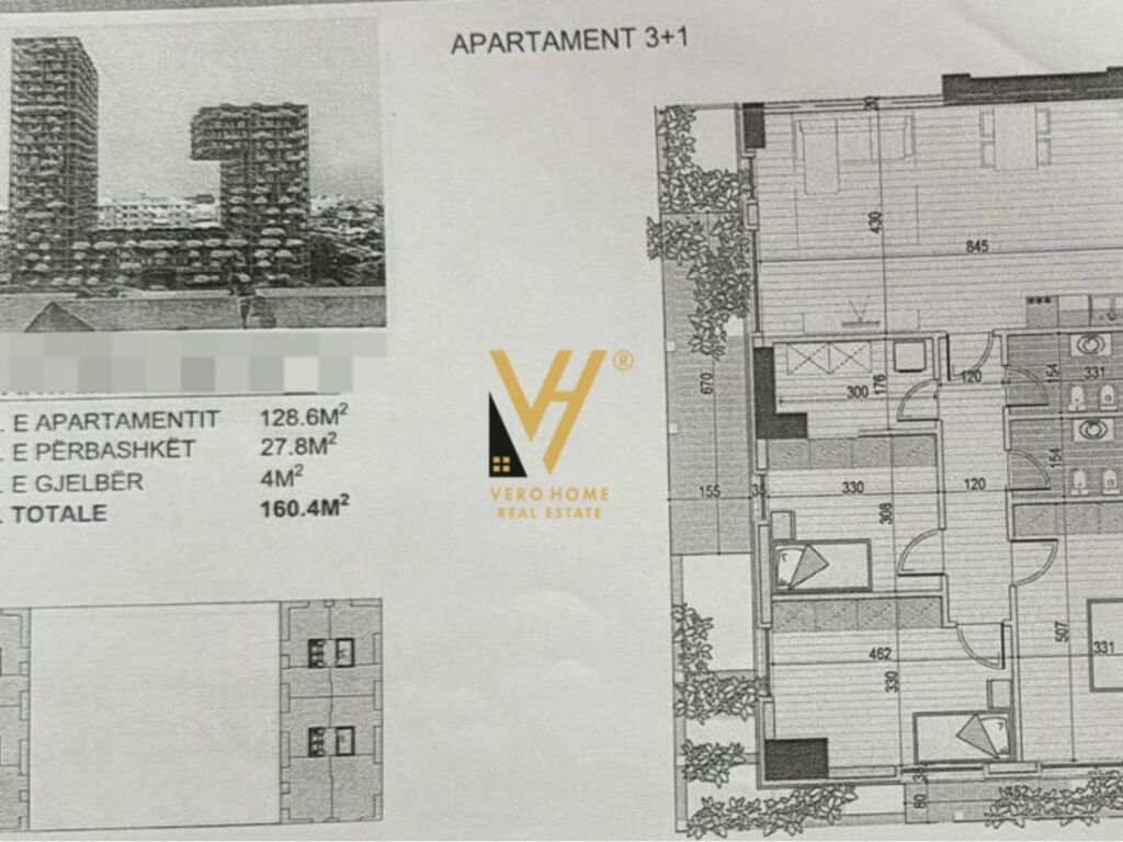 Shitet Apartament 3+1+2+ballkon te Kompleksi Garden Building , Rruga e Kavajes 160 m2
