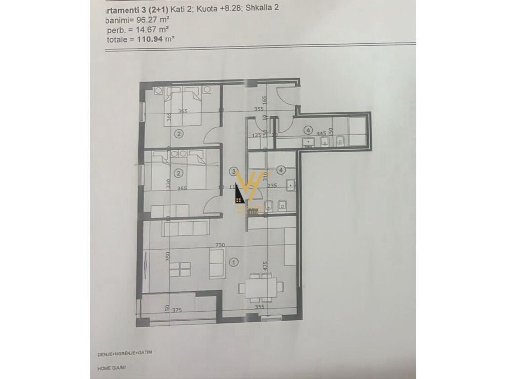 Shitet Apartament 2+1+2 te Ali Demi 110 m2