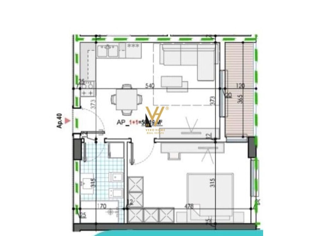 Shitet Apartament 1+1+ballkon ne Kamez 58 m2