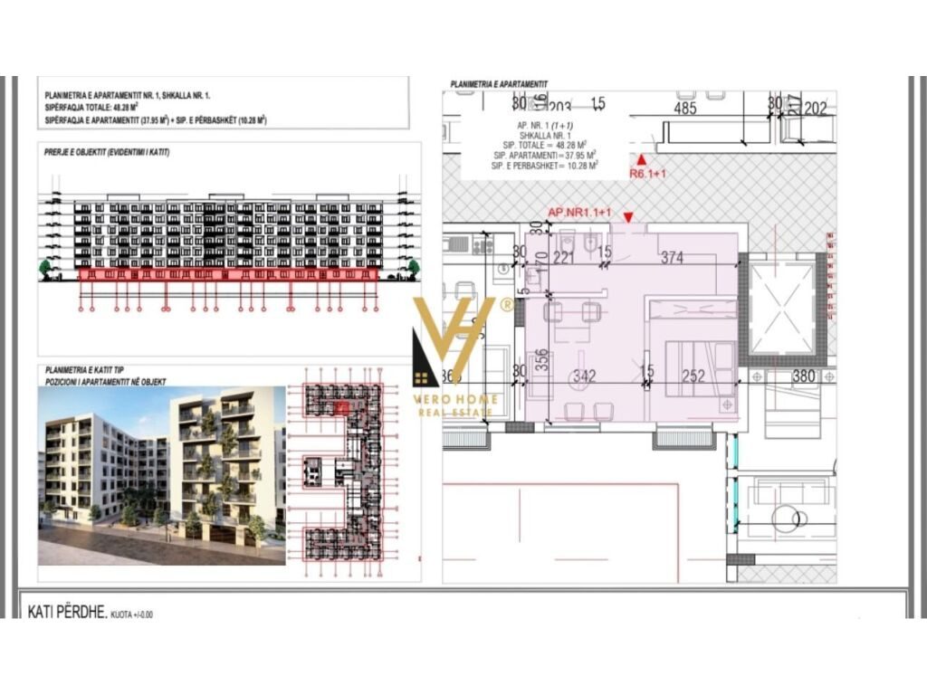 Shitet Apartament 1+1+ballkon ne Golem 48 m2