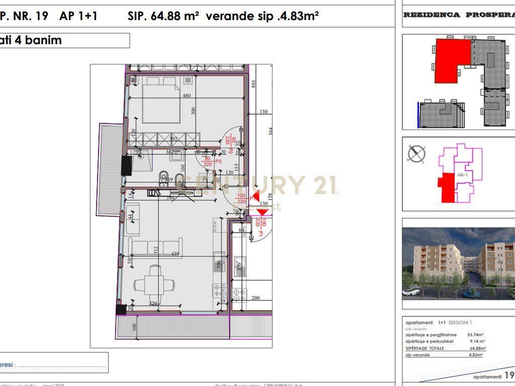 APARTMENT 1+1 WITH VERANDA, COMPLEX "KODRA E LIQENIT" IN PASKUQAN