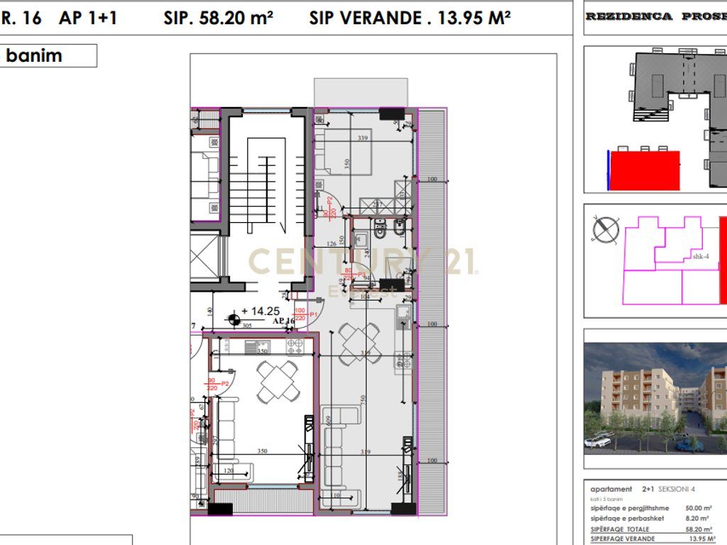 APARTMENT 1+1 WITH VERANDA, COMPLEX "KODRA E LIQENIT" IN PASKUQAN