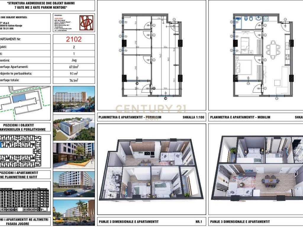 SHITET APARTAMENT 2+1 TEK " VM REZIDENCE "NE GOLEM !