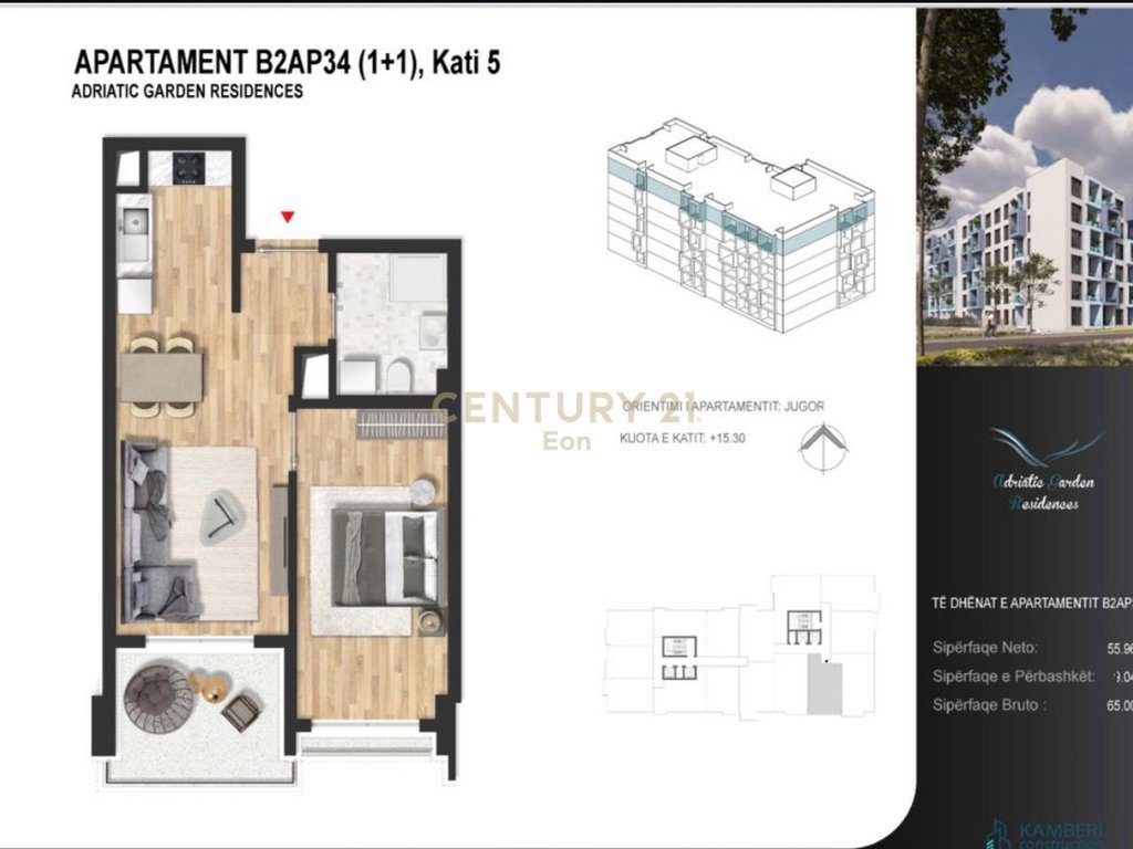APARTAMENT 1+1 PER SHITJE TEK "ADRIATIK GARDEN" NE GOLEM!