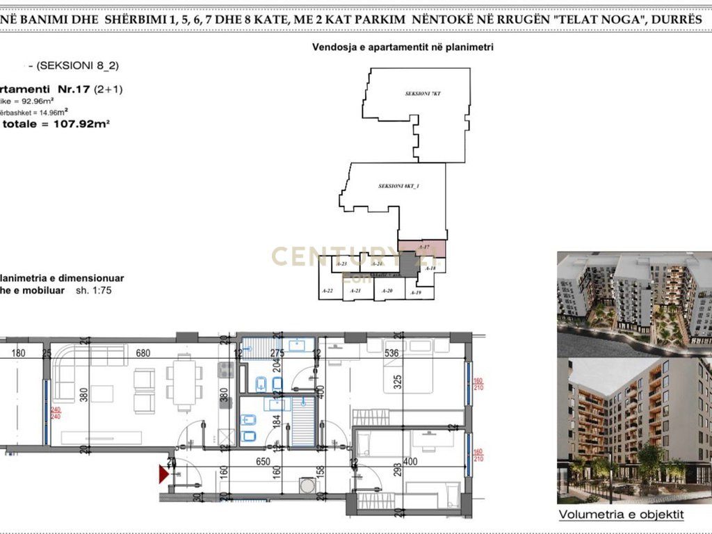 SHESIM APARTAMENT 2+1+2 TEK "WEST RESIDENCE" PRANE SPITALIT,NE DURRES !