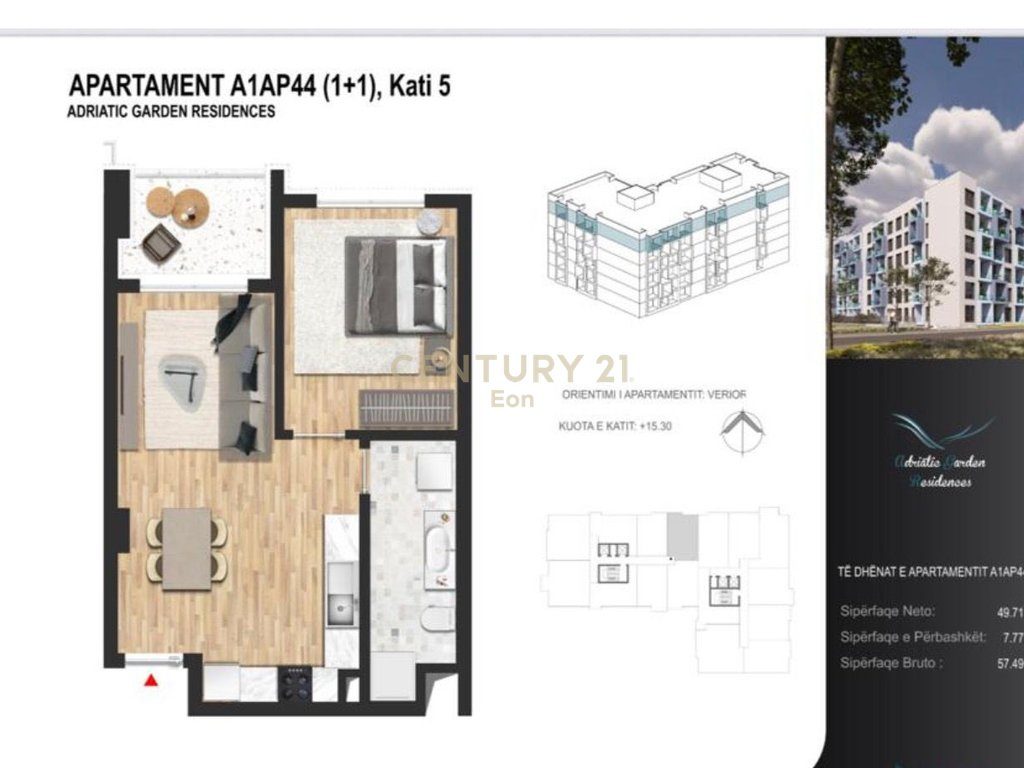 APARTAMENT 1+1 PER SHITJE TEK "ADRIATIK GARDEN" NE GOLEM !