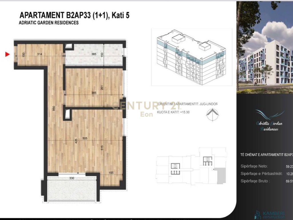 APARTAMENT 1+1 PER SHITJE TEK "ADRIATIK GARDEN" NE GOLEM!