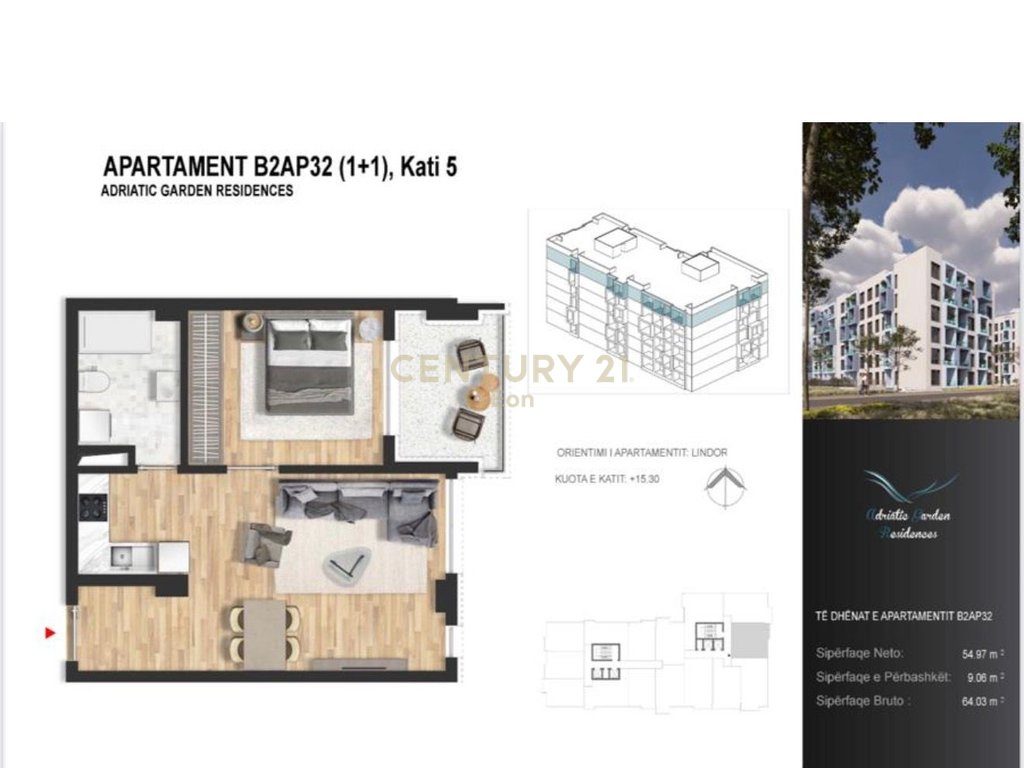 APARTAMENT 1+1 PER SHITJE TEK "ADRIATIK GARDEN" NE GOLEM !
