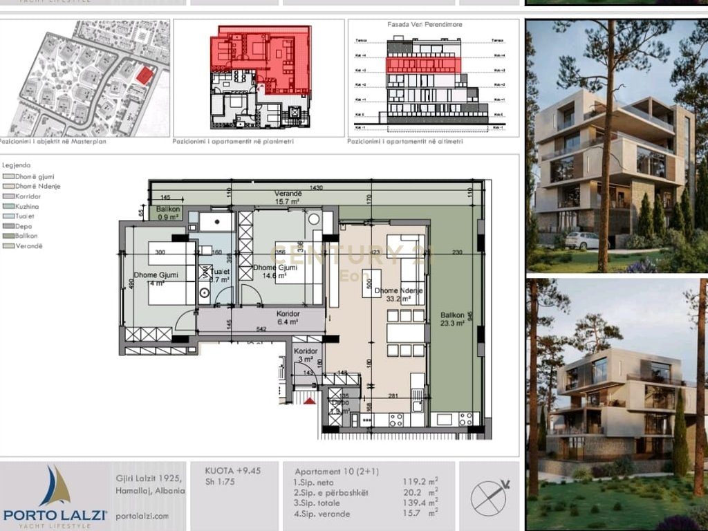 Apartament 2+1 në shitje në Gjirin e Lalzit, Durrës - 353,400 € | 139 m²
