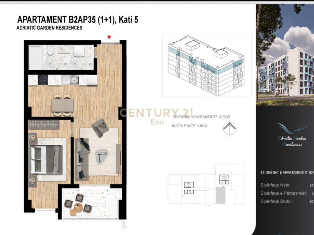APARTAMENT 1+1 PER SHITJE TEK "ADRIATIK GARDEN" NE GOLEM!