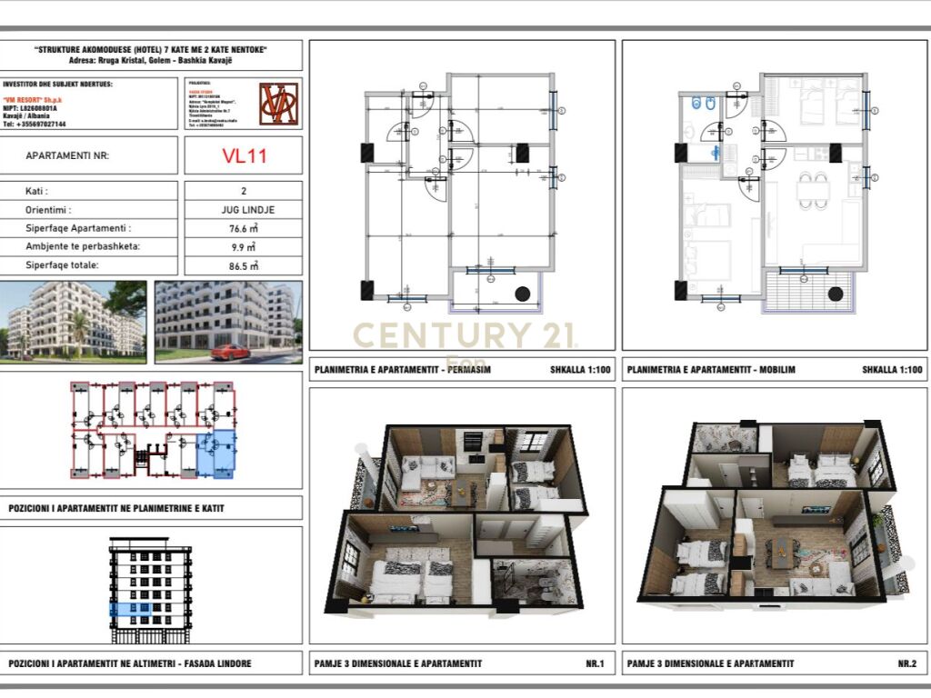 SHITET APARTAMENT 2+1 NE GOLEM, "V.M RESIDENCE" ,MUNDESI PAGESE ME KESTE PER 2 VITE !