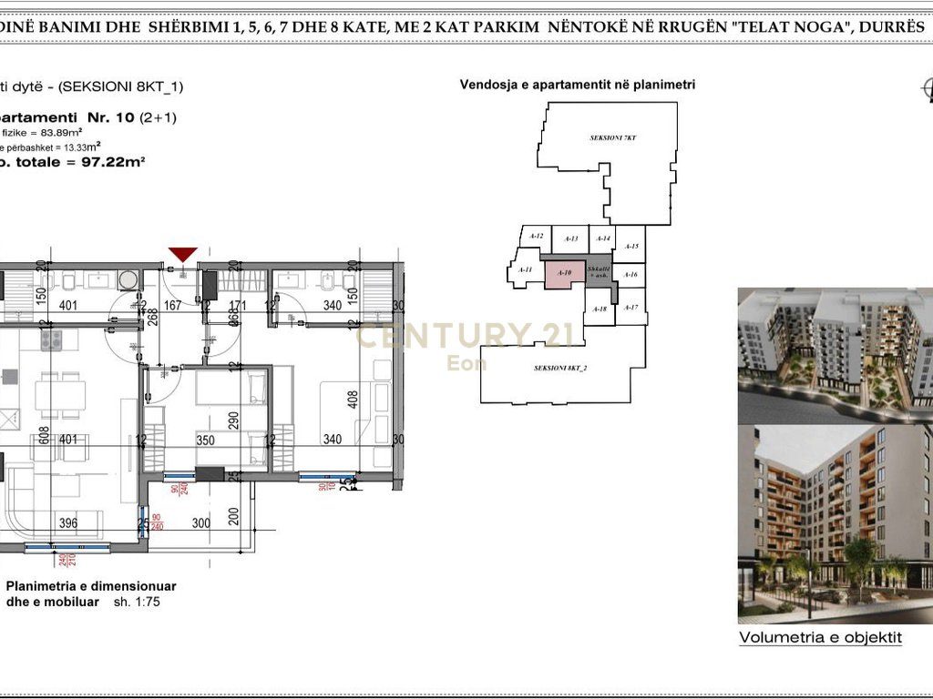 SHESIM APARTAMENT 2+1+2 TEK "WEST RESIDENCE" PRANE SPITALIT,NE DURRES !