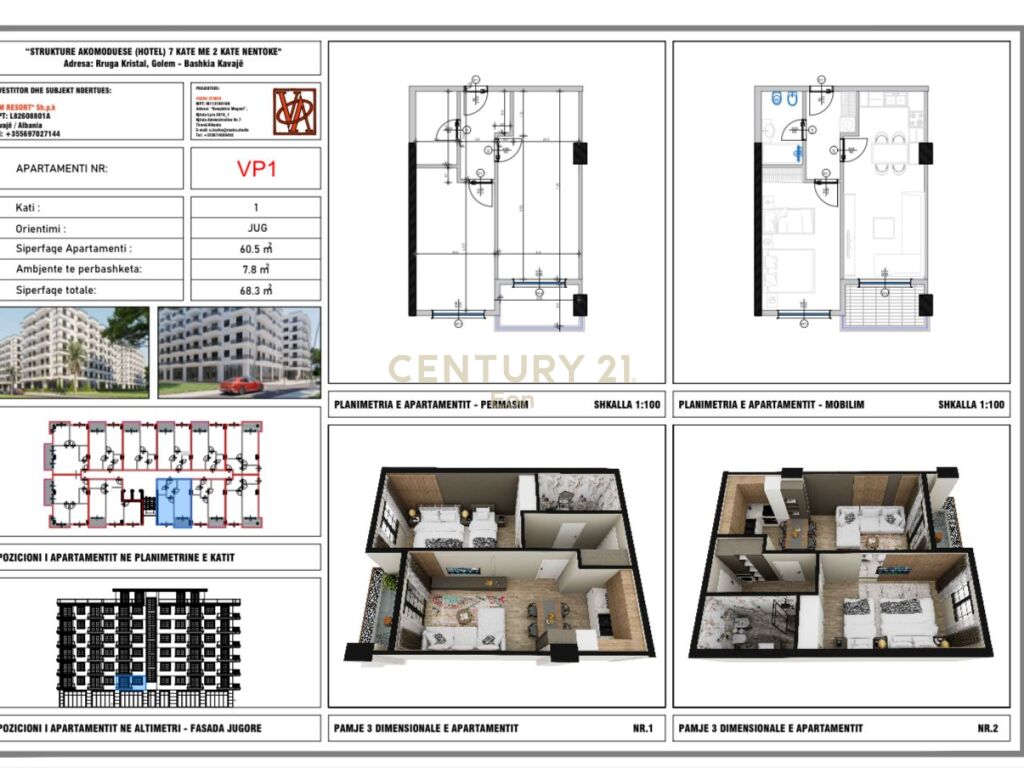 SHITET APARTAMENT 1+1 NE GOLEM, "V.M RESIDENCE" ,MUNDESI PAGESE ME KESTE PER 2 VITE !