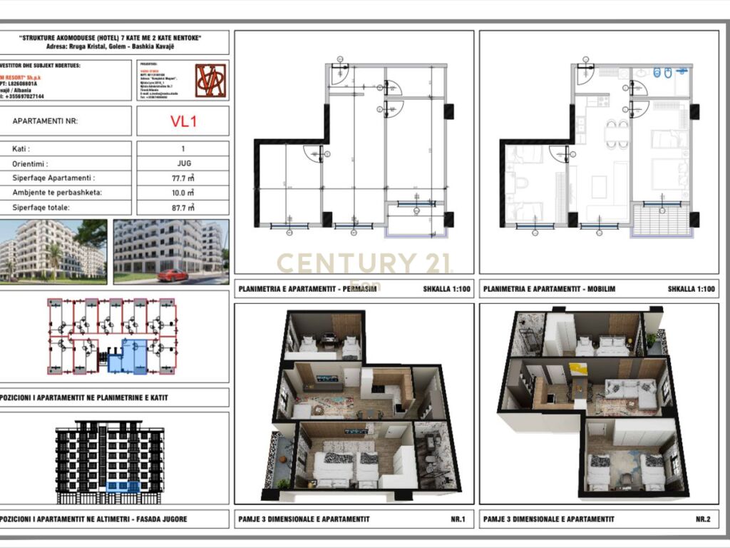 SHITET APARTAMENT 1+1 NE GOLEM, "V.M RESIDENCE" ,MUNDESI PAGESE ME KESTE PER 2 VITE !