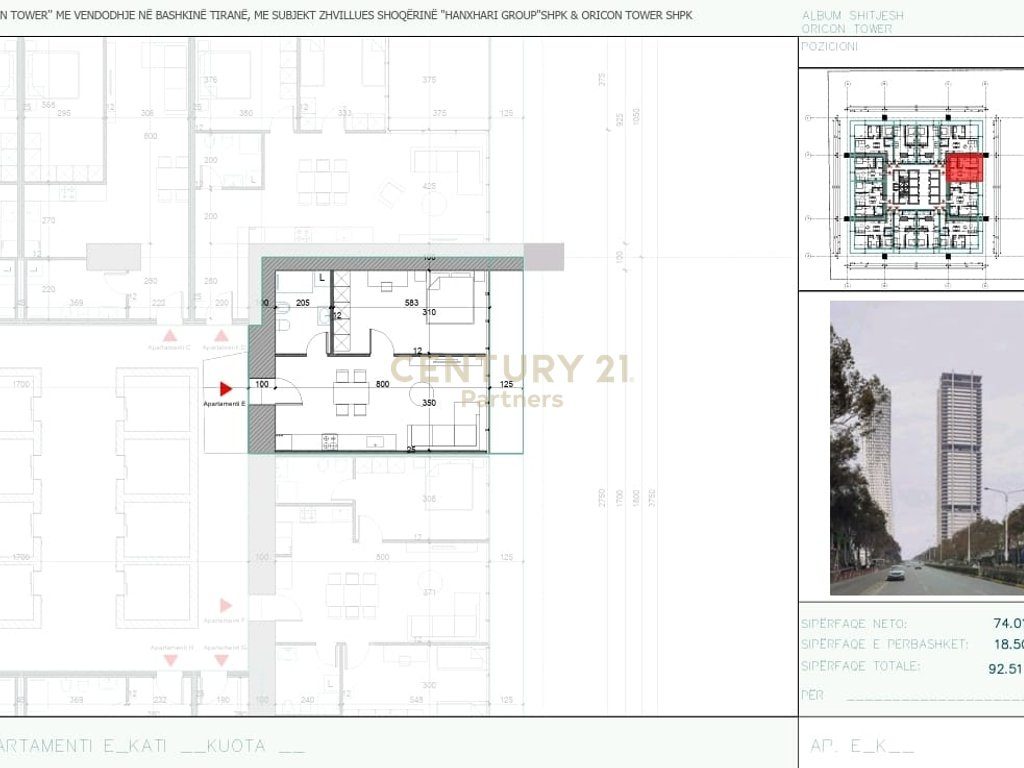 1+1 APARTMENT FOR SALE AT ORICON TOWER NEAR ZOGU I ZI 3