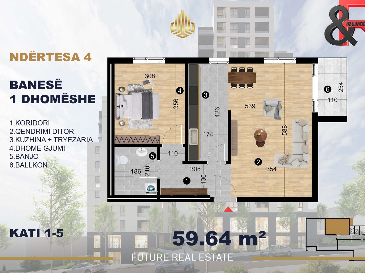 Banesë në SHITJE – 1 dhomë gjumi – Lagjen e Muhaxherëve. 4