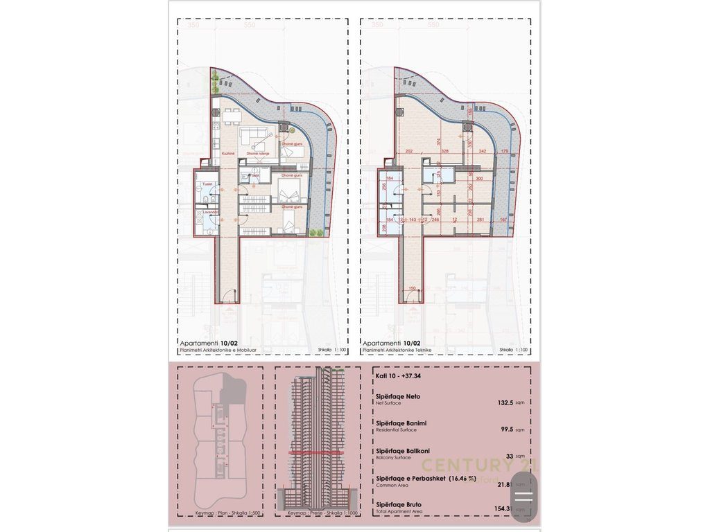 SHITET APARTAMENT 3+1+2 TEK TOP SEVEN TOWER 3